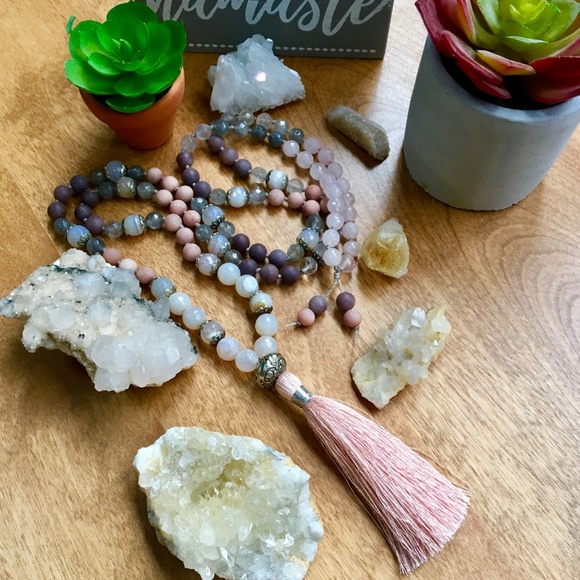Handmade 108 Bead Tassel Mala Necklace, Crystals - Picture 6 of 8
